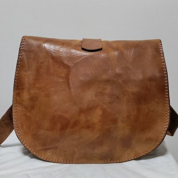 Genuine Leather Boho Festival Handbag Crossbody Purse Bag Brown - Picture 3 of 9